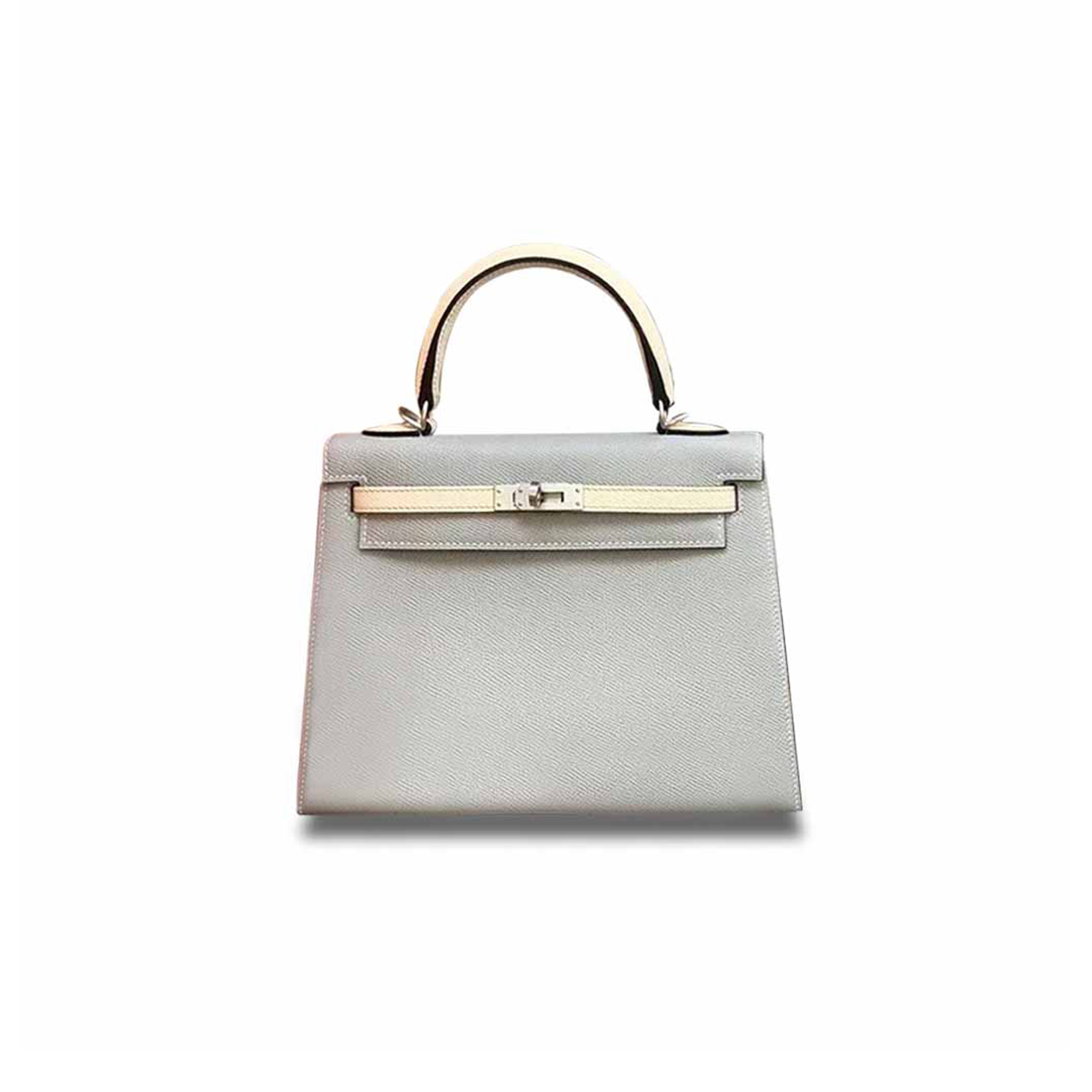 HERMÈS MASTER KELLY 25 EPSOM SEAGULL GRAY MILKSHAKE SILVER BUCKLE (25*17*7cm) 